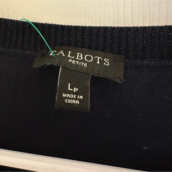 Talbots Women Black Multicolor Heart Printed Cardigan Sz Large Button Up Preppy - Picture 2 of 4